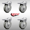 Service Caster 5 Inch SS Gray Polyurethane Swivel Bolt Hole Caster Set with Total Lock Brake SCC-SSBHTTL20S514-PPUB-4